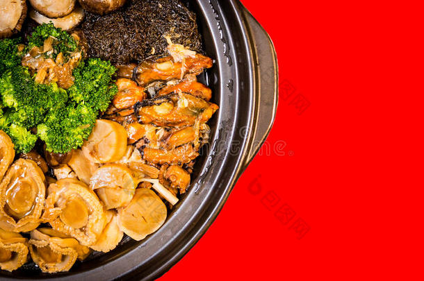 中国风格的鲍鱼混合菜。 在汉语中也被称为POONchoy