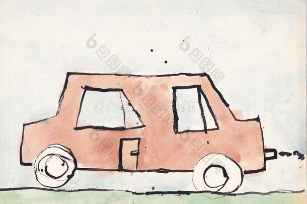棕色汽车的儿童图片