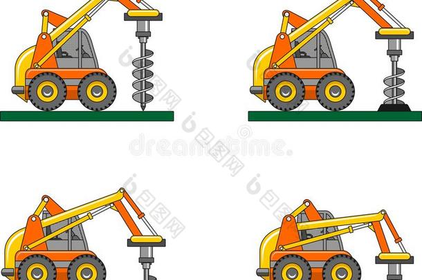 钻井设备。 重型建筑机器。 矢量插图