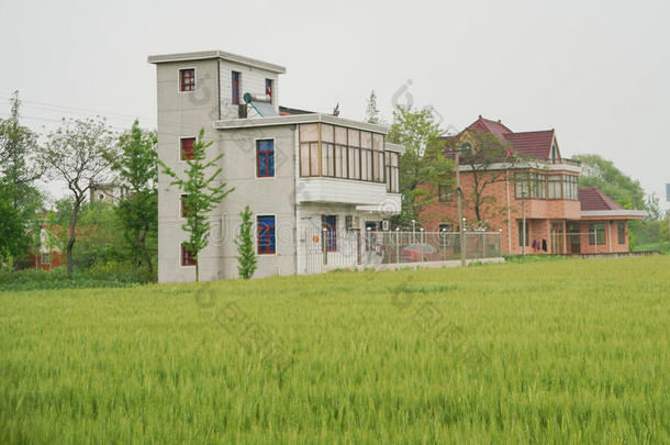 中国村庄房屋和农田