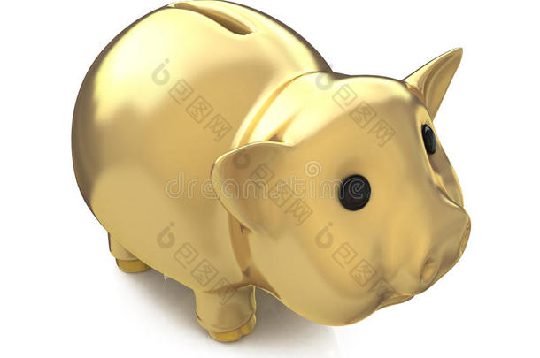 金融，储蓄和商业概念与黄金储蓄罐