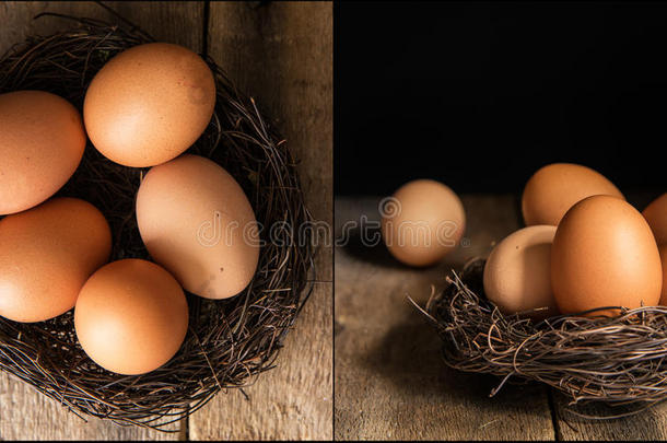 <strong>汇编</strong>新鲜鸡蛋图像在穆迪自然照明设置与复古风格