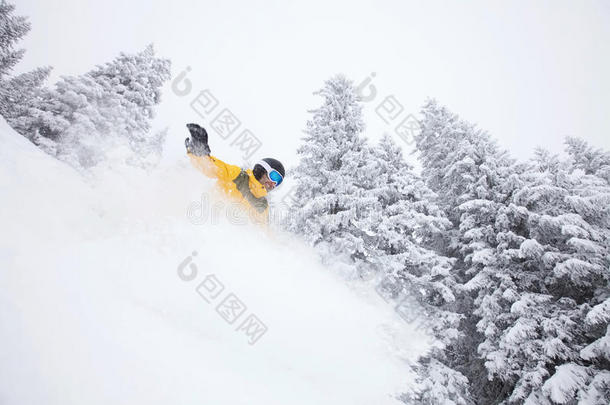 滑雪坡上的自由滑雪板