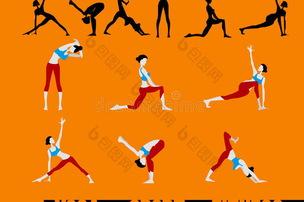 运动健身瑜伽序列图标集