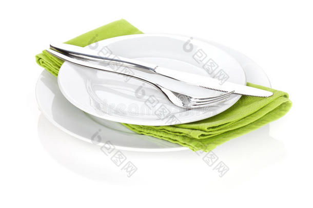 餐具或餐具盘子上的叉子和刀