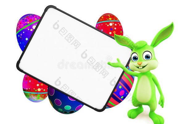 复活节兔子带着带招牌的鸡蛋