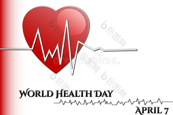 带有医学符号的抽象背景。 世界卫生日。 有节奏的心