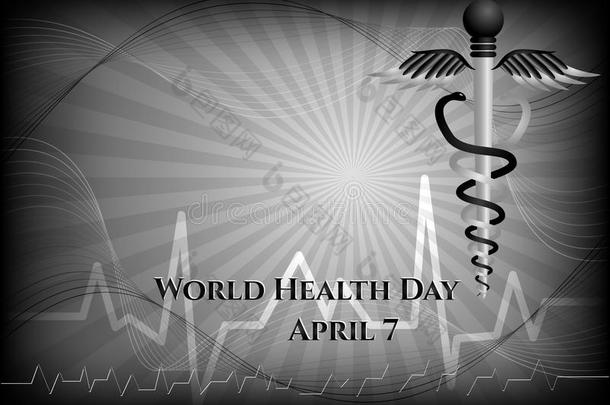 带有医学符号的抽象背景。 世界卫生日。 卡杜修斯