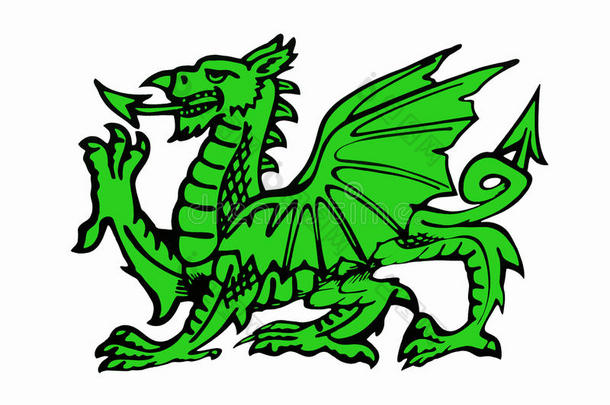 威尔士的绿<strong>色达</strong>拉贡-孤立的