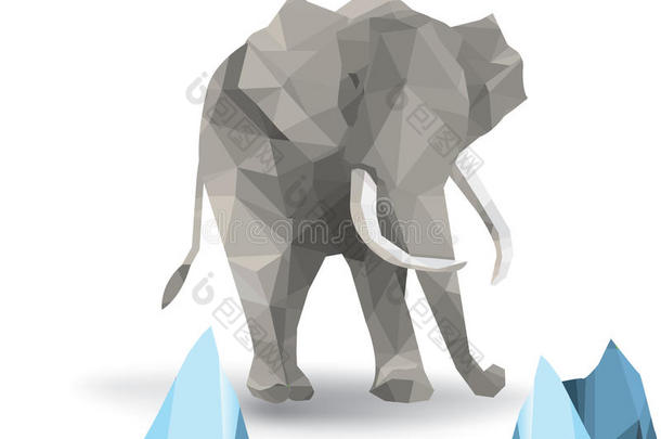 美丽的大象抽象几何多边形矢量