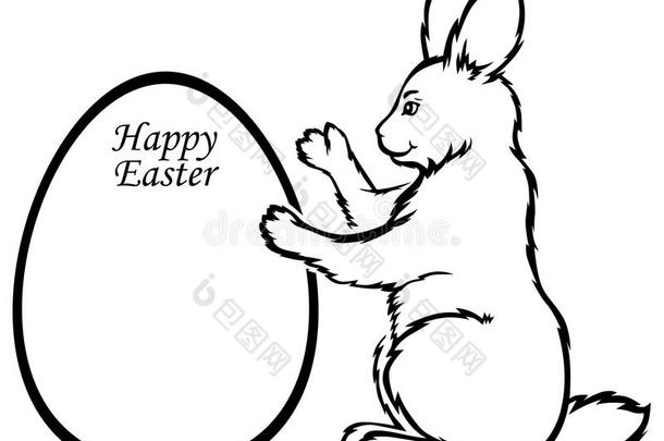 复活节兔子以鸡蛋的形式抱着问候框架