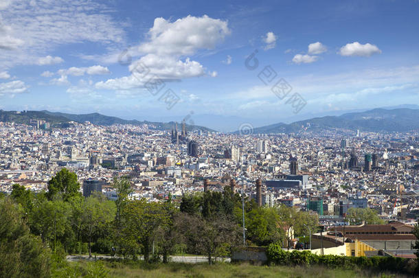 西班牙。巴塞罗那。城市的顶视图