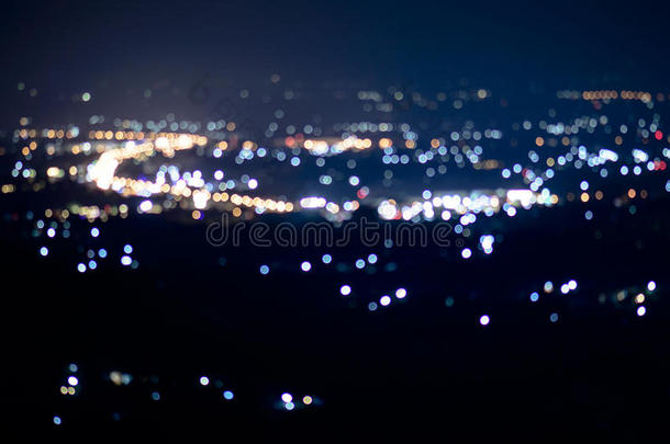 散焦抽象清迈城市夜景灯光背景