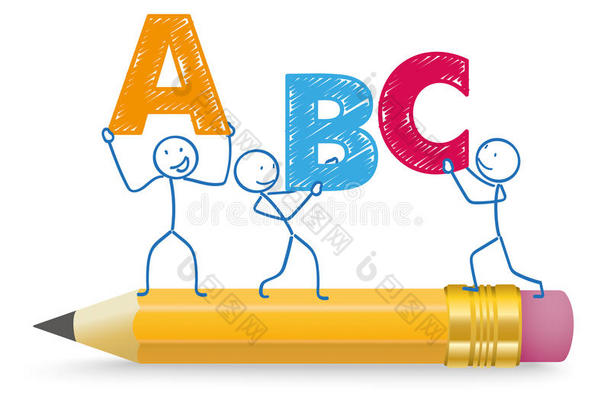 abc公司字母表和蓝色卡通