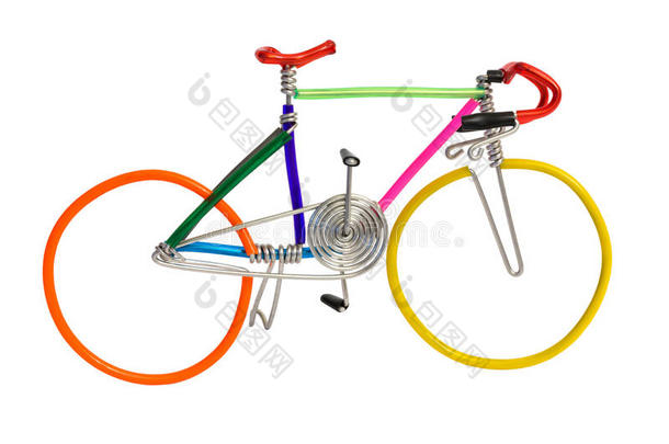 自行车模型玩具线隔离在白色背景上