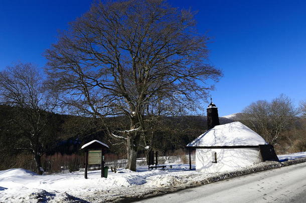 礼拜堂，冬季景观，ZeleznaRuda，捷克共和国