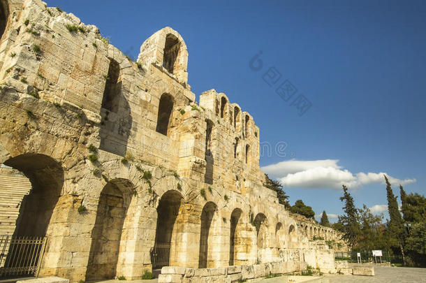 希腊雅典卫城下的古老剧院。 旅行。