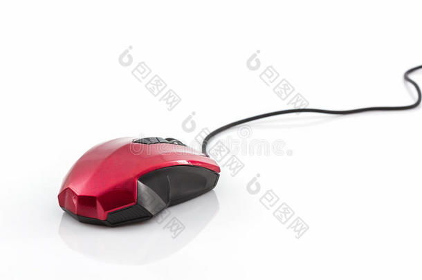 当代红色与黑色电脑鼠标。
