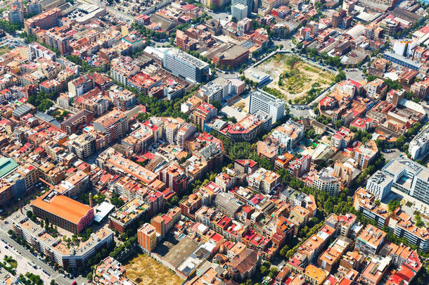 住宅<strong>小区</strong>的鸟瞰图。 巴塞罗那