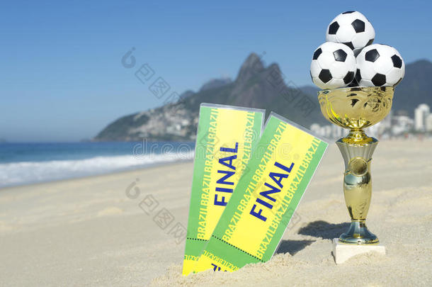 巴西足球冠军奖杯决赛门票里约海滩