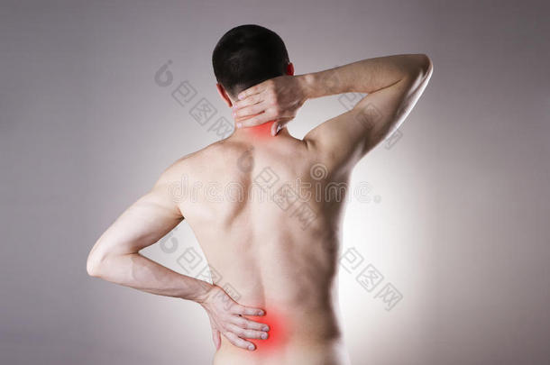 疼痛臂后面背痛背景