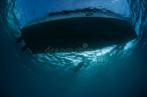 从水下的角度看船和潜水器