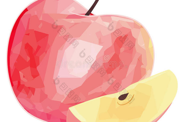 令人愉快的花园<strong>红</strong>苹果</strong>和它的薄片与多边形