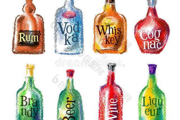 瓶子矢量标志设计模板。 喝酒