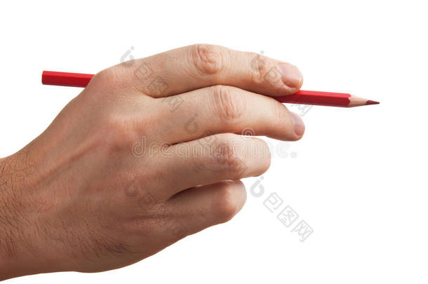 手里拿着红铅笔