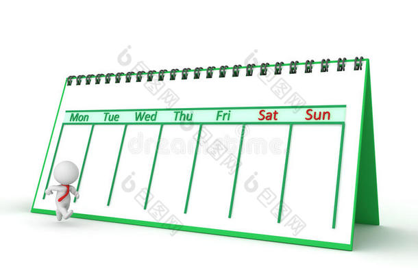 三维字符运行在工作周与日历