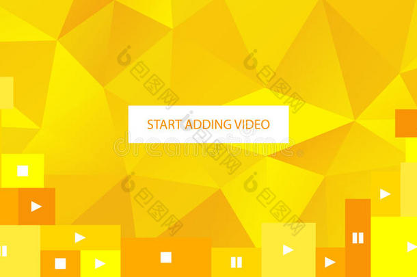 网站抽象黄色多边形几何背景。 <strong>开始</strong>添加<strong>视频</strong>。