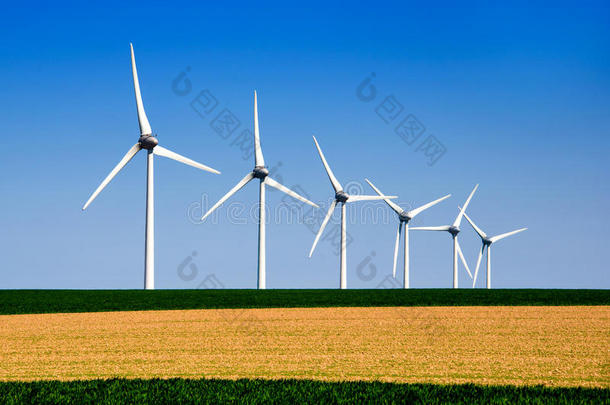 风力涡轮机的图形现代景观