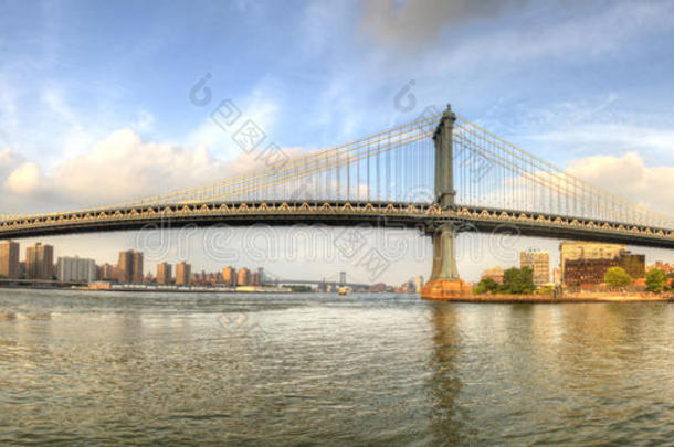 曼哈顿大桥的全景，纽约