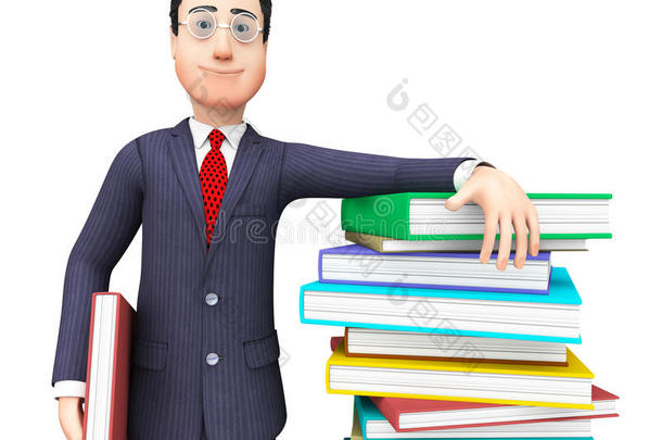 具有信息的商人代表教科书知识和培训