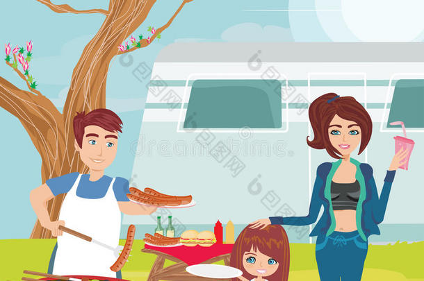 一家人在野餐