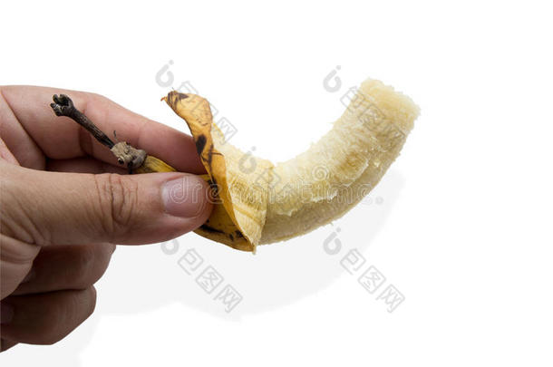 香蕉水果吃咬新鲜黄皮的概念