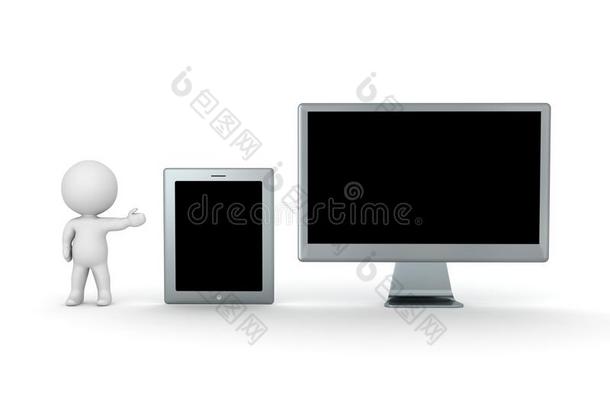 显示平板电脑和显示器的3D字符