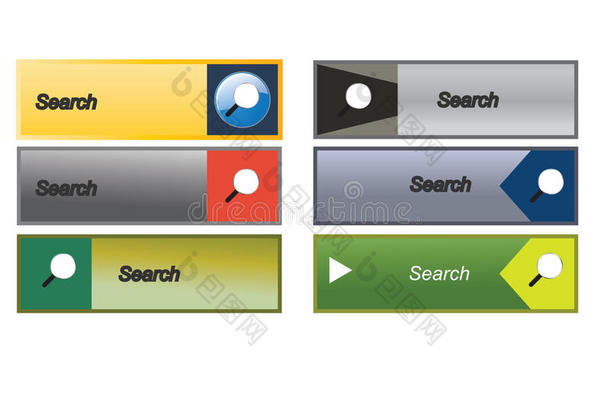 平面网页搜索按钮，图标。 网站模板。