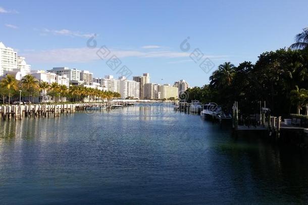 海滩运河与棕榈树酒店