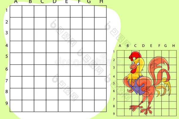 在方格上画。 一个可爱的卡通插图