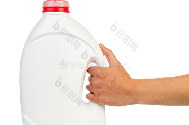 大白色塑料瓶在手