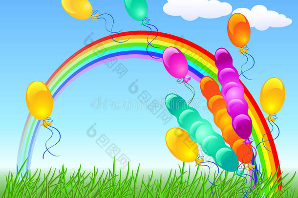 五颜六色的气球和彩虹