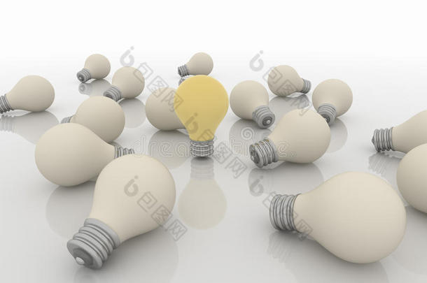小组灯泡，想法和解决方案的概念