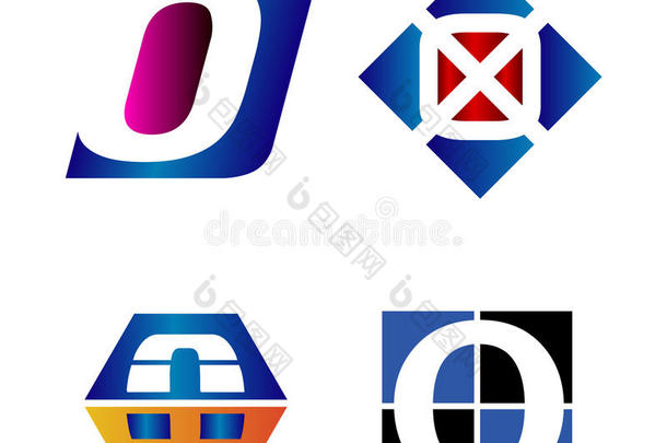 字母标志设计概念。 信O