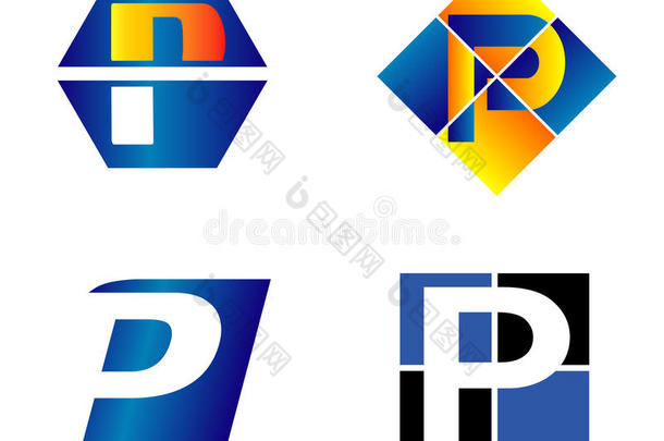 字母标志设计概念。字母p