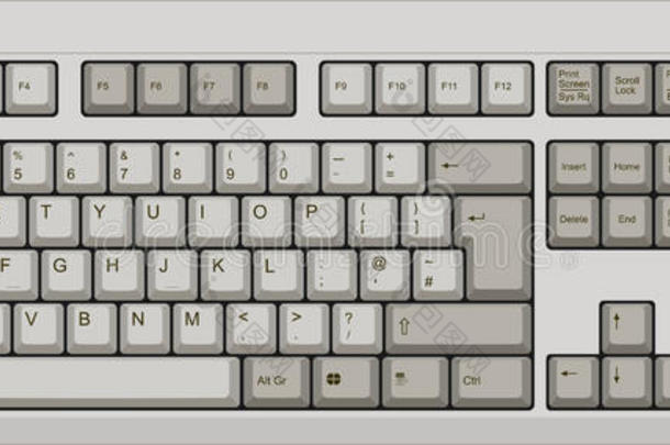 英语QWERTY英国计算机灰色键盘