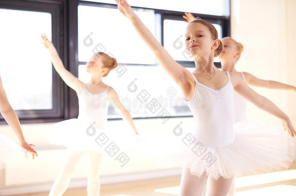 优雅的年轻芭蕾舞演员练习芭蕾舞