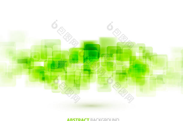 绿色闪亮的方块技术背景。 矢量