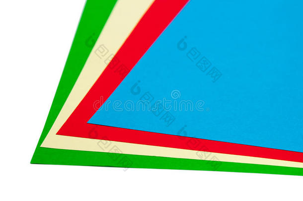用于折纸的绿色、黄色、红色和蓝色<strong>纸张</strong>