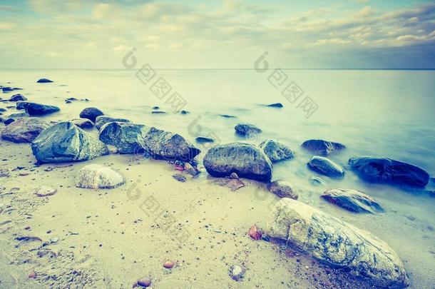 波罗的海海滩美丽的模糊的平静的